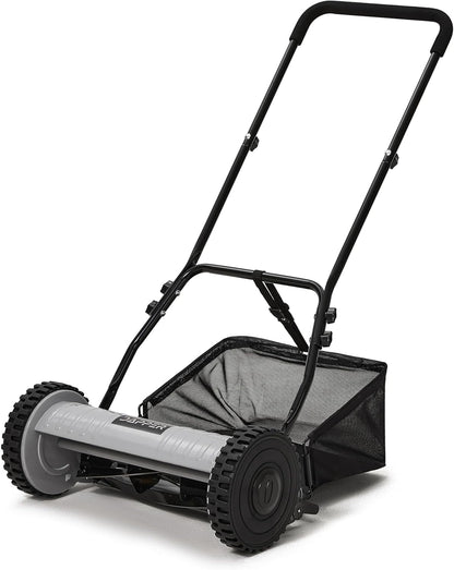16" Push Reel Lawn Mower with Grass Catcher – Manual 5-Blade Hand Mower, Adjustable 3-Position