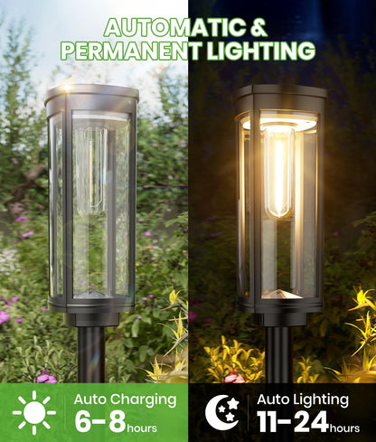 BITPOTT Bright Solar Pathway Lights Outdoor, 8 Pack Solar Powered Garden Lights Waterproof IP65