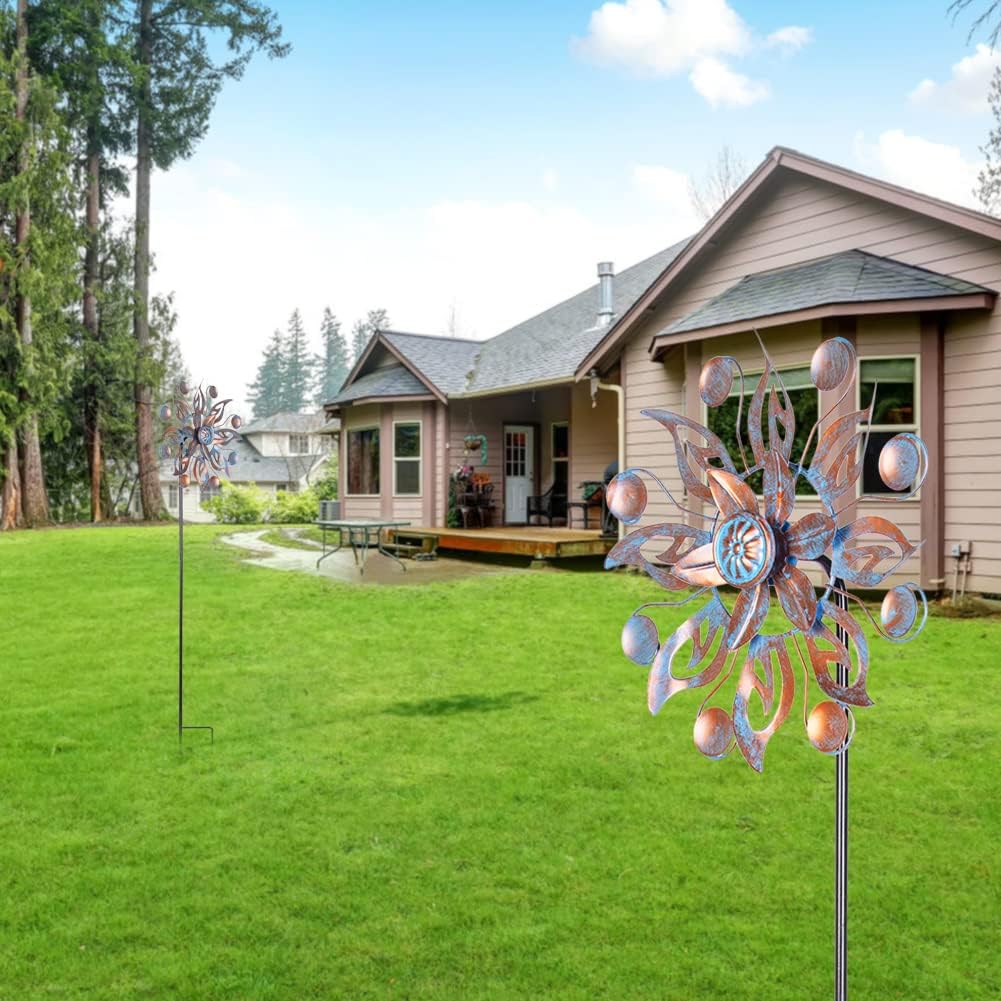 VEWOGARDEN 2PCS Metal Wind Spinners, Waterproof Wind Sculptures & Spinners Small Garden Art Outdoor