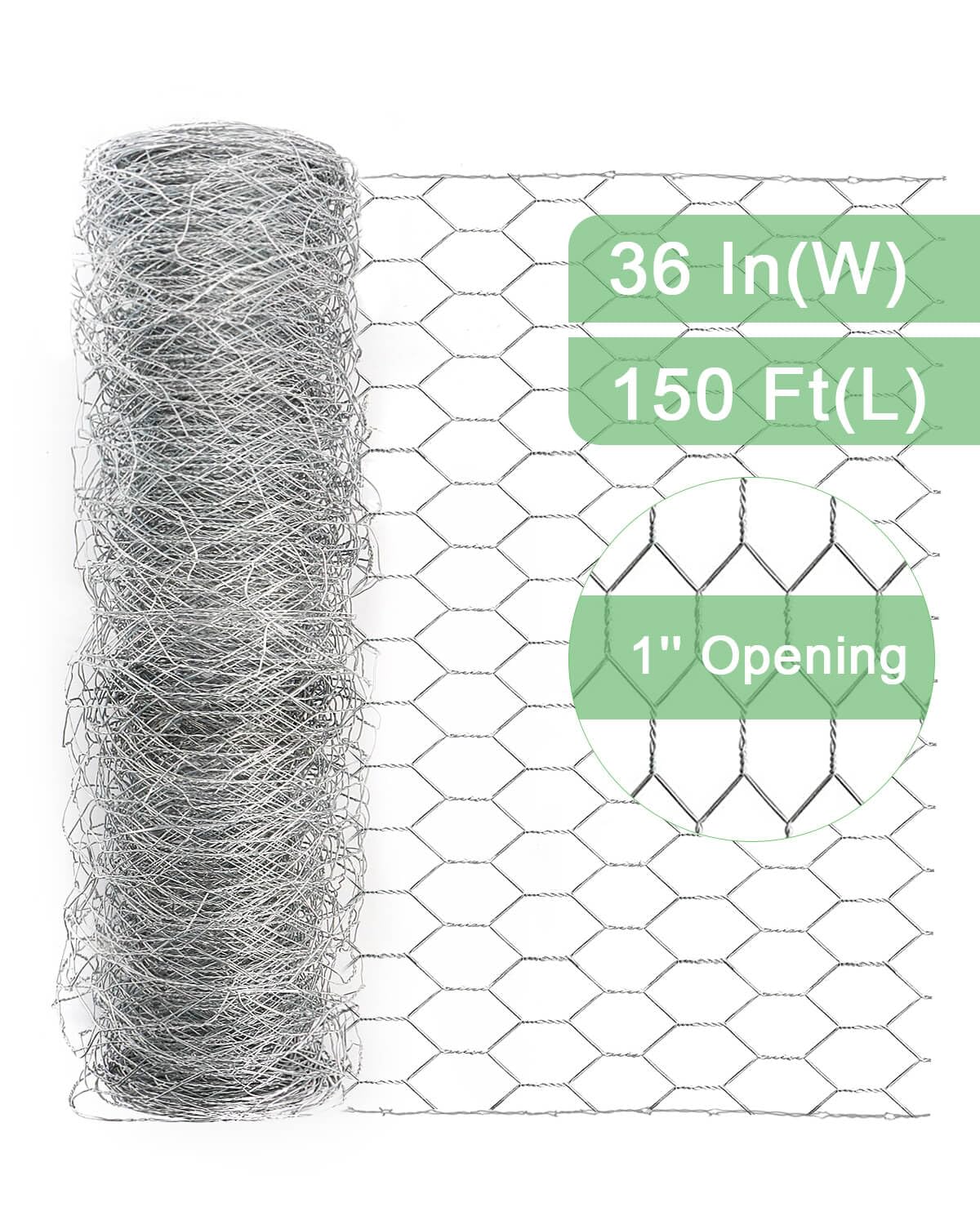 Garden Poultry Chicken Wire Netting - 36 '' × 150 ' Garden Fence Animal Barrier, Chicken Wire for
