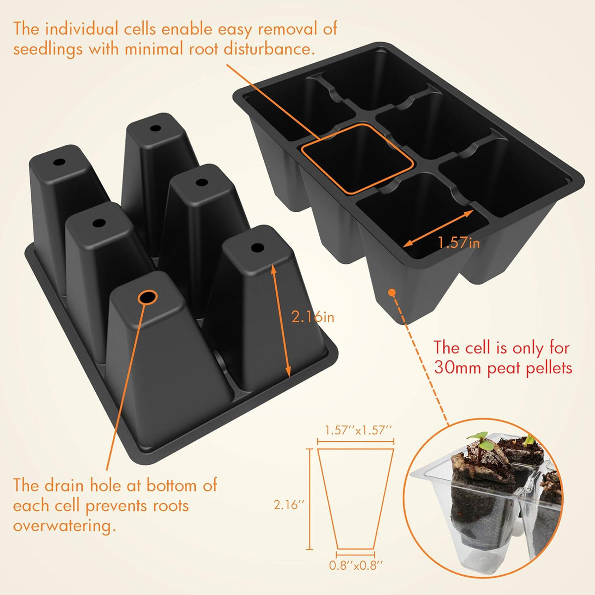 Gardzen 10 Pack Seed Starting Tray, Plant Germination Trays, Seed Starter Kit with Adjustable
