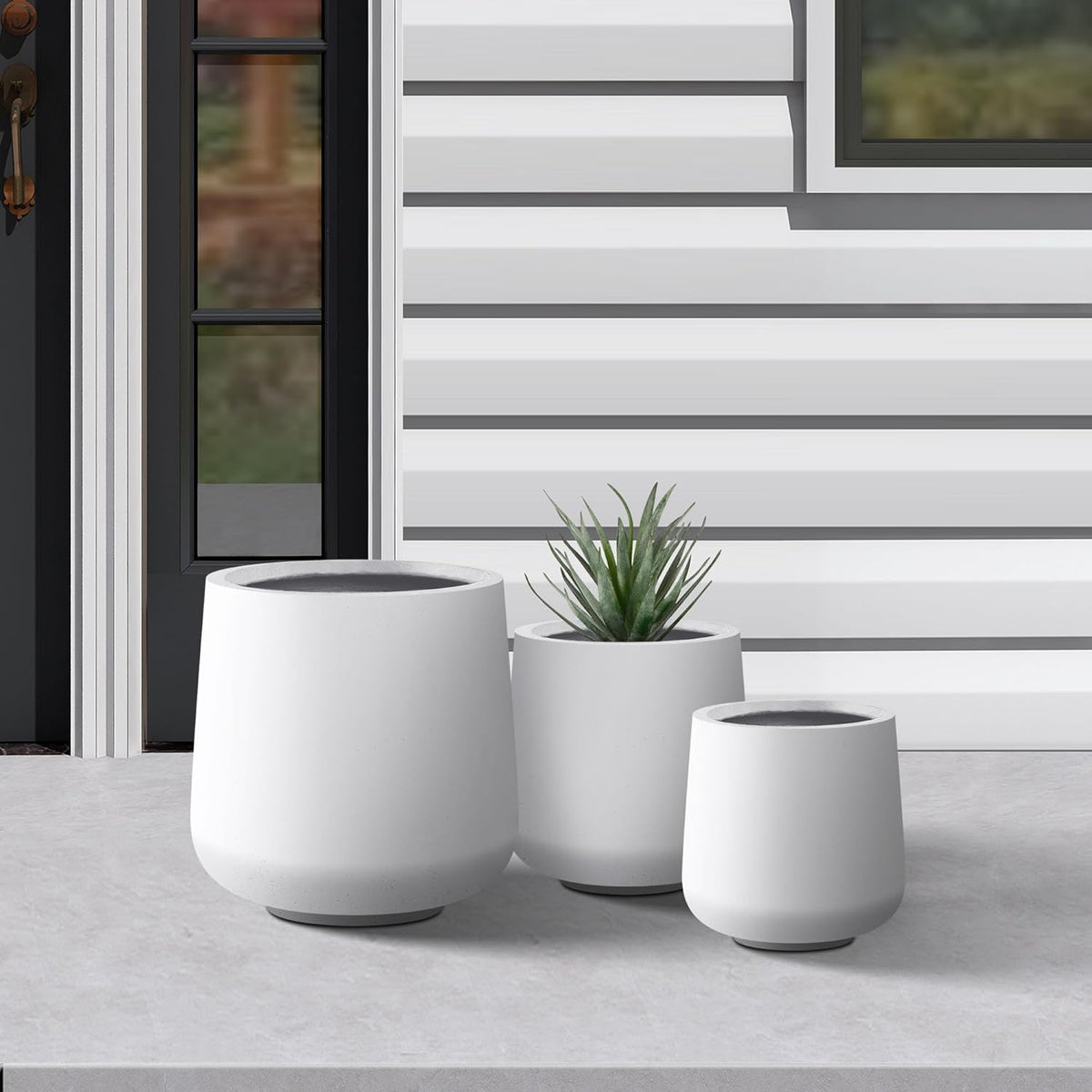 Kante 15.3"+11.6"+8.2" Dia Round Concrete Planter, Large Outdoor Indoor Planter Pots Containers