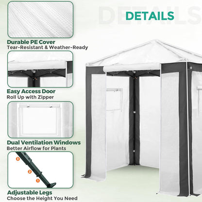 EAGLE PEAK 6x4 Portable Walk in Greenhouse with Polyester Reinforced Corners, Instant Pop up Indoor