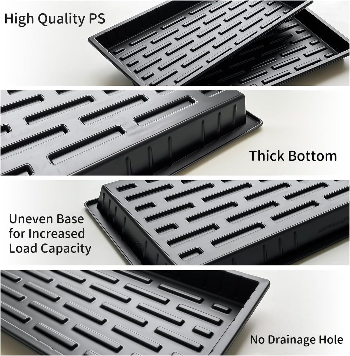 20 Pack Shallow 1020 Trays No Holes, Heavy Duty Reusable Seed Starter Flat Seedling Tray for 72/128