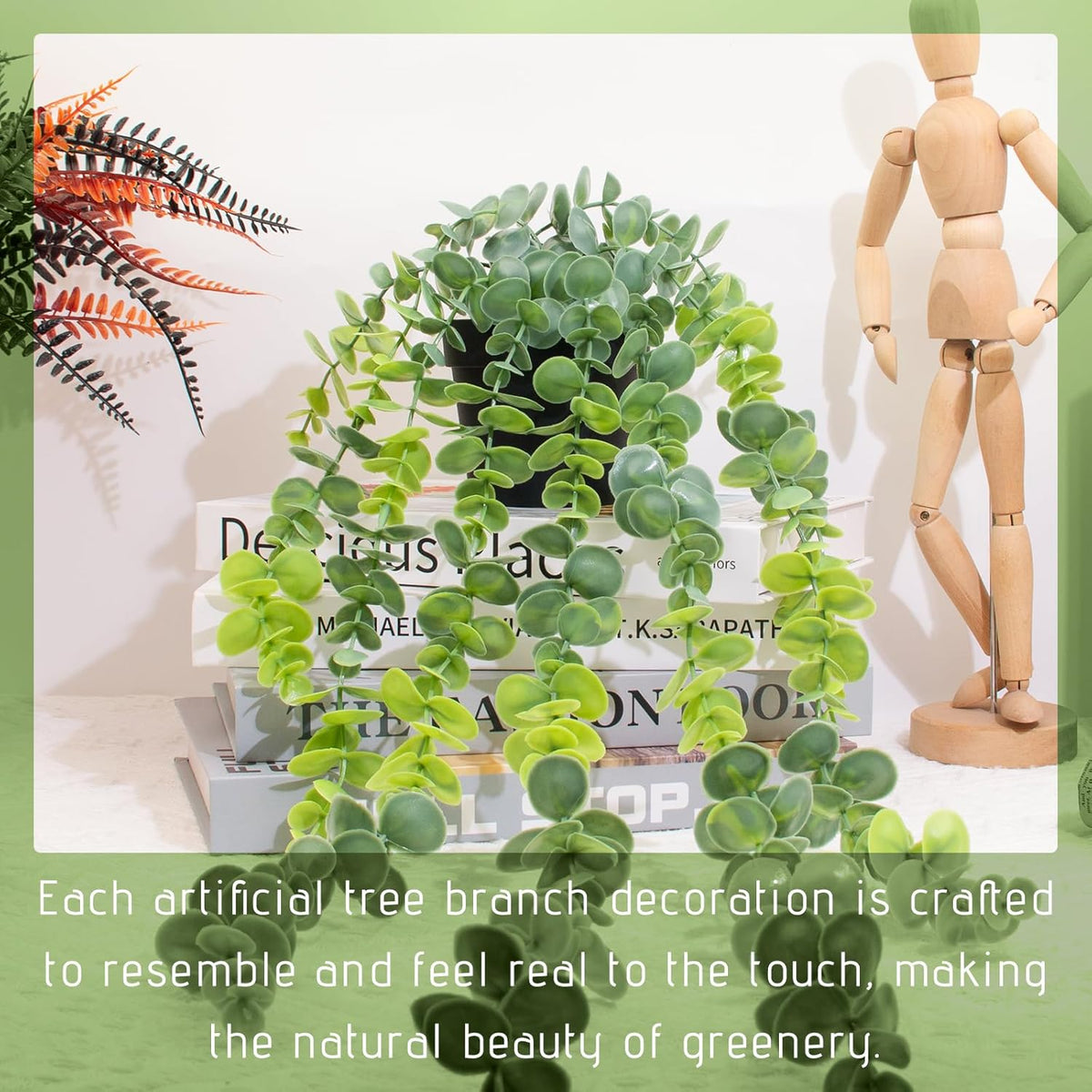 Fake Hanging Eucalyptus Plants Artificial Faux Plants Indoor Small Hanging Greenery Decor for Shelf