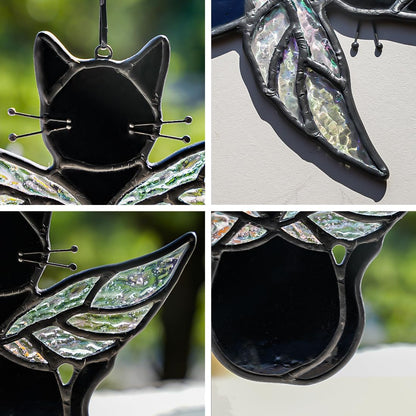 Black Angel Cat Memorial Gifts for Cat Lover,Stained Glass Window Hanging,Angel Wing Black Cats