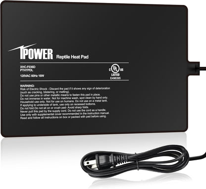 iPower 8X12 Inch Reptile Heat Pad Under Tank Heater Terrarium Warmer Heating Mat for Turtles