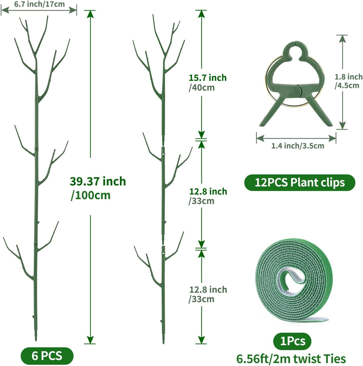 12 Pack Plant Support Stakes, Plant Stakes for Indoor and Outdoor Plants. 39.37inch Plant Sticks