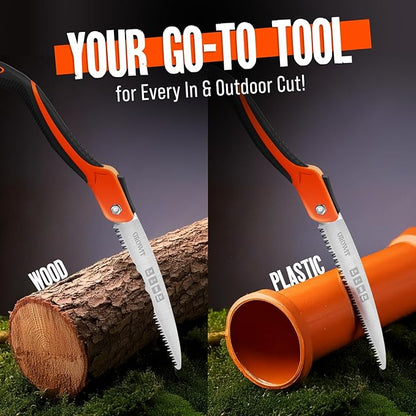 GROWIT Folding Camping saw 11 Inch - Heavy Duty Pruning Saw with Triple-Cut SK5 Blade, 7 TPI Razor