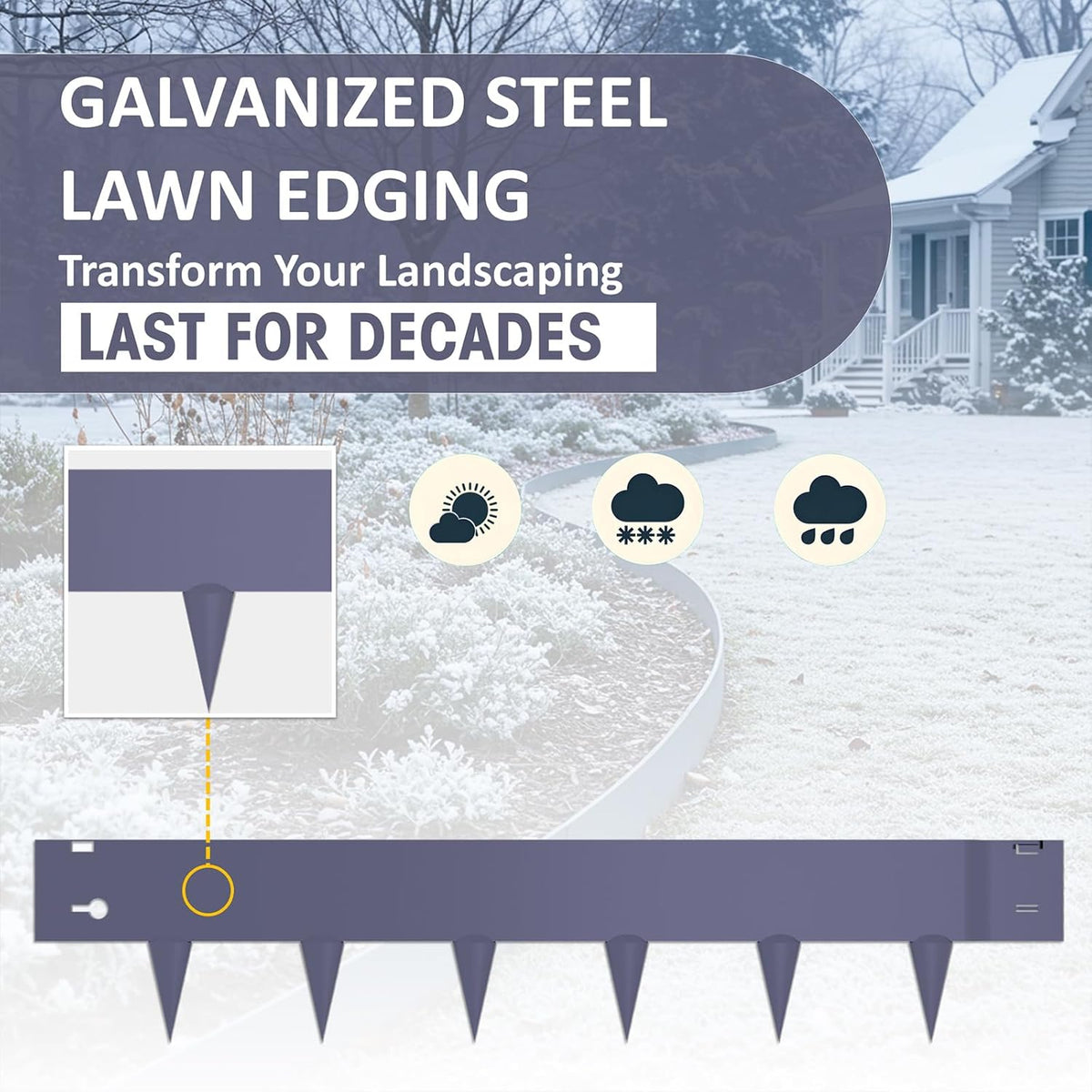 6 Pack Metal Landscape Edging- 40" L x 8" H (20ft Total) Lawn Edging, Garden Border Edging, Metal