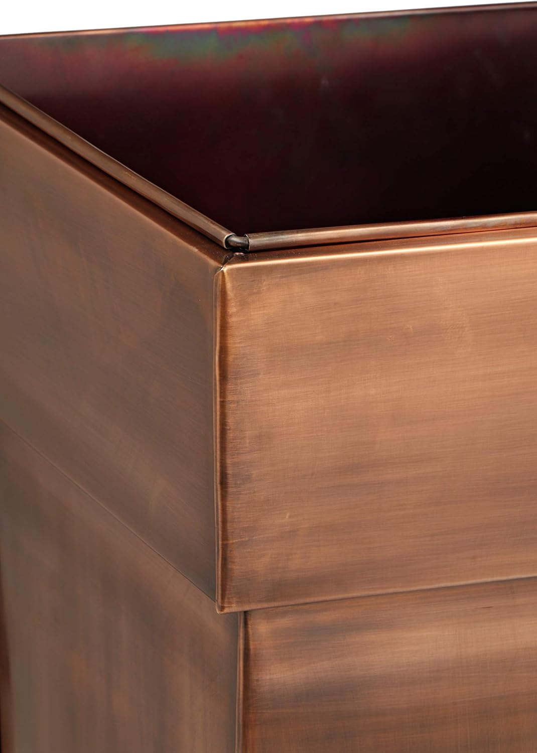 H Potter Tall Square Planter Stainless Steel with Antique Copper Finish Indoor and Outdoor Garden