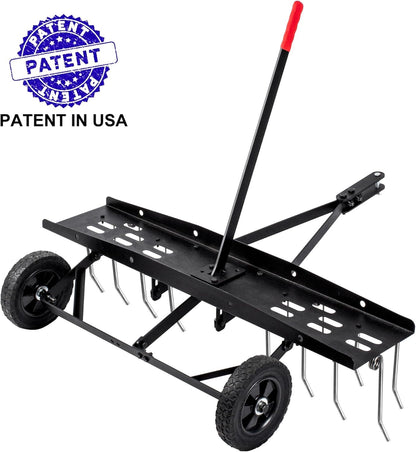 Suchtale 40inch Tow Behind Dethatcher with 20 Spring Steel Tines,Lawn Sweeper Garden Grass Tractor
