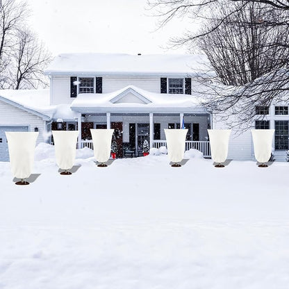 8 Pack Plant Covers Freeze Protection, 31.5"x47.2" Frost Blankets with Zipper Drawstring, Winter