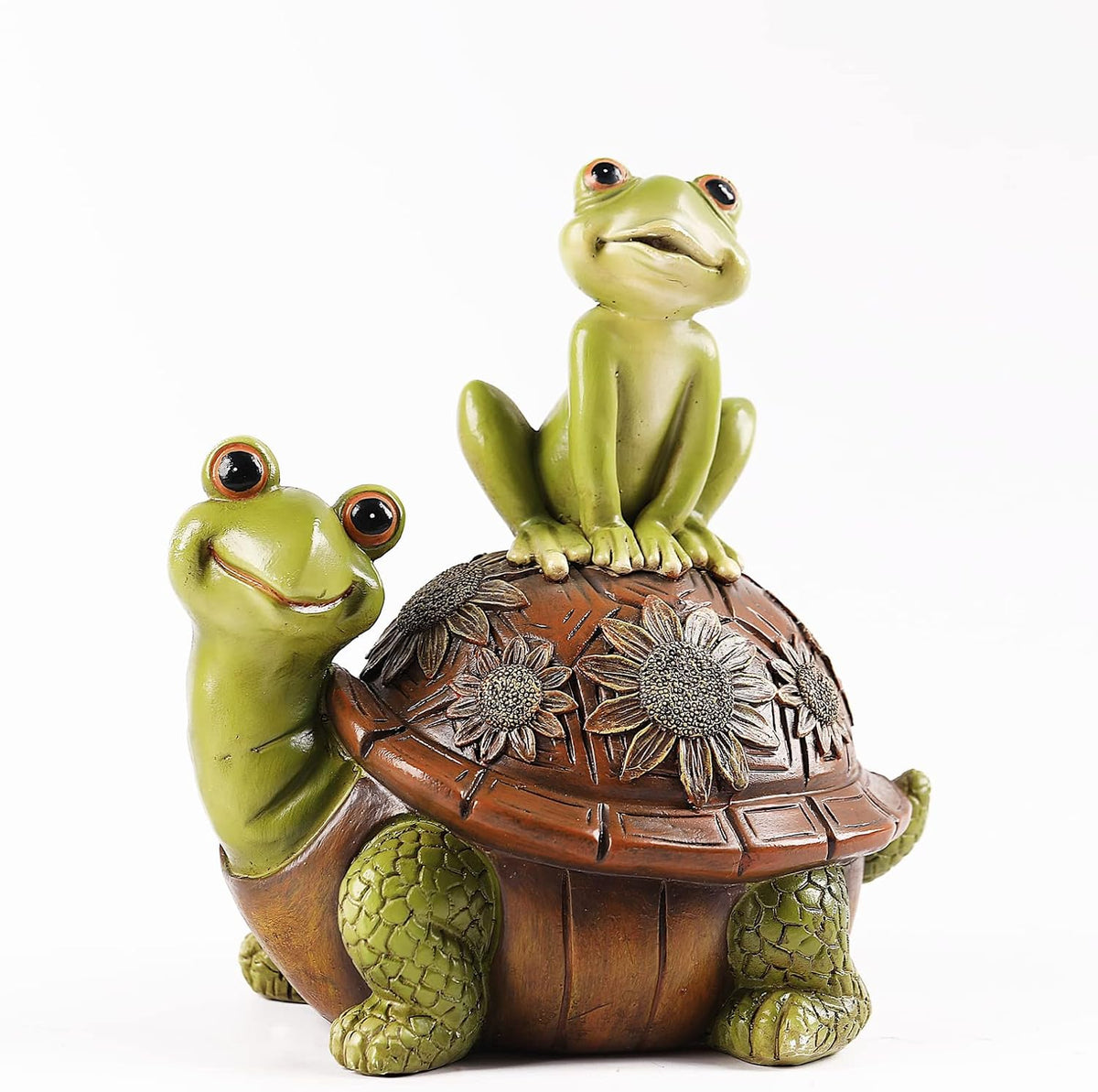 Frog Garden Statues Outdoor Decor, Resin Turtle Frogs Garden Animal Statue Waterproof, Outside Frog