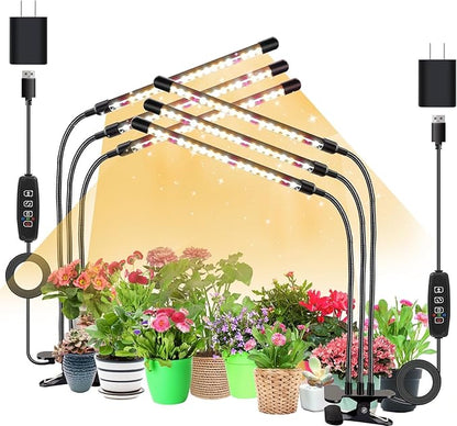 3head Plant Lights, 2Pack Grow Lights for Seed Starting, Full Spectrum Growing Lamps with Clip for