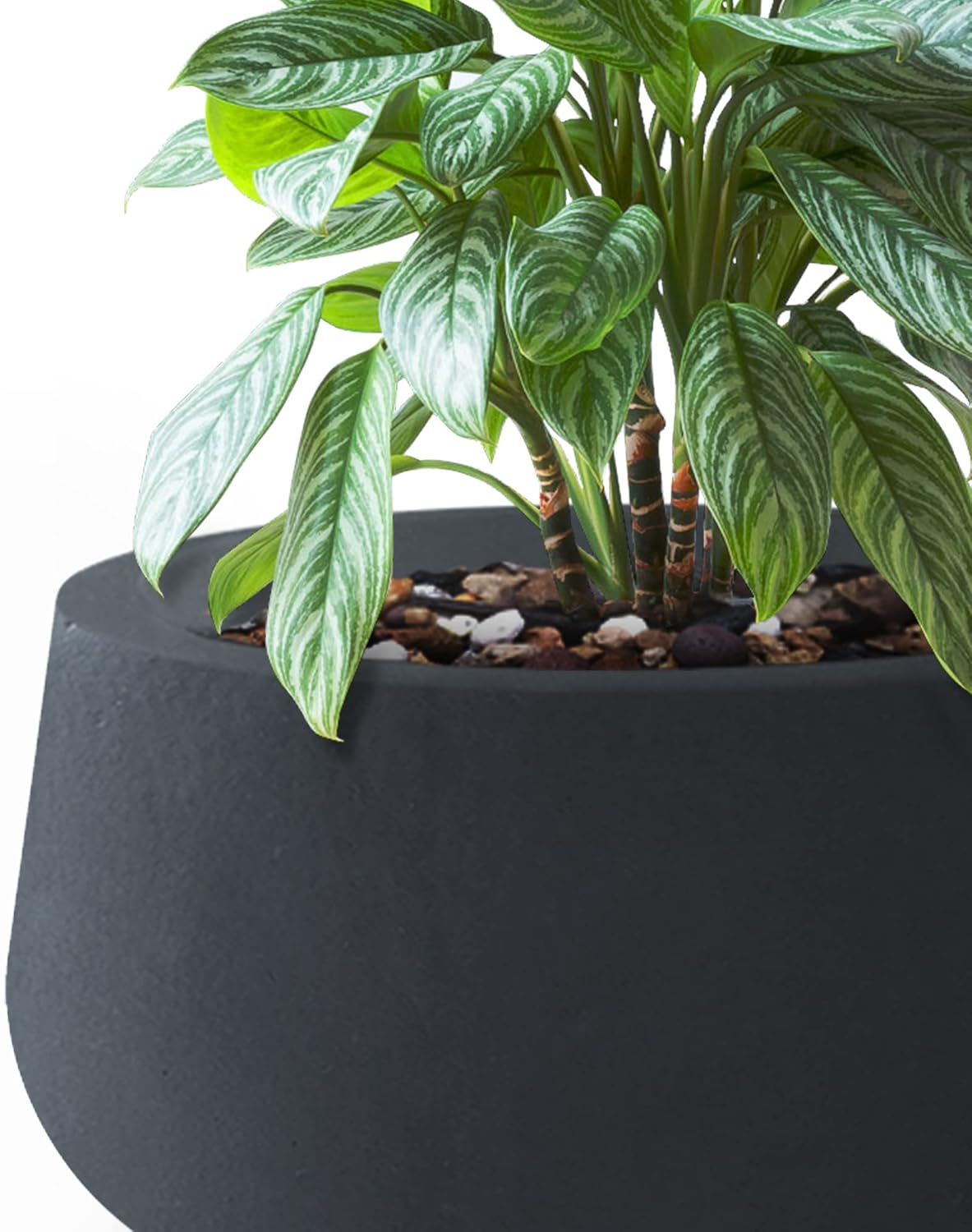 Kante 21.6",16.9",and 12.5" Dia Round Charcoal Elegant Planters (Set of 3), Outdoor Indoor Garden