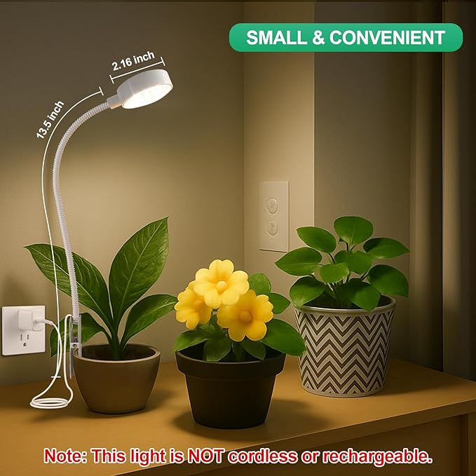 Pot Clip LED Grow Lights for Indoor Plants, Full Spectrum with 5-Level Dimmable, Auto On Off