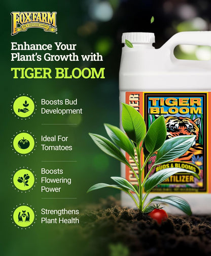 FoxFarm Tiger Bloom Liquid Fertilizer Concentrate - Fast Acting Formula for Vicious Growth with