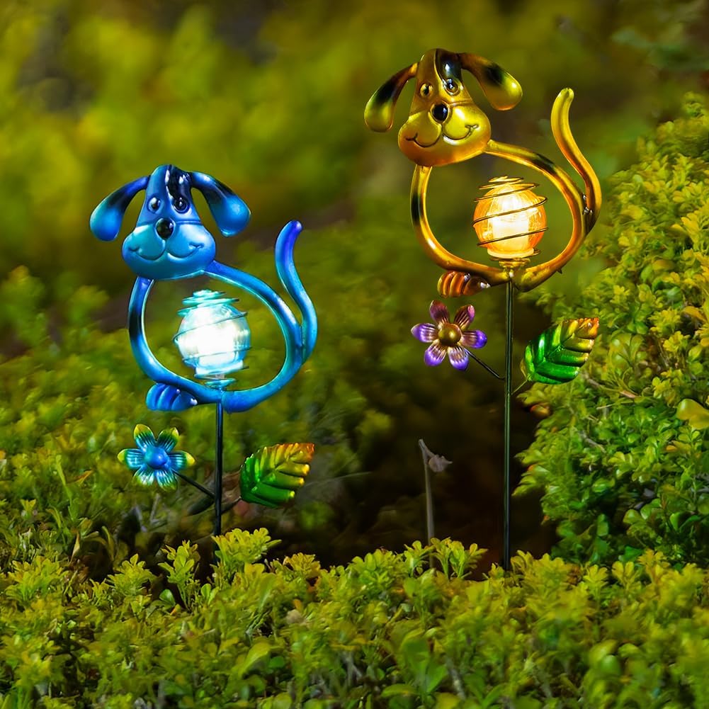 Solar Outdoor Garden Lights,27.4''H Solar Dog Statues Outdoor Lights,Waterproof Solar Decorative