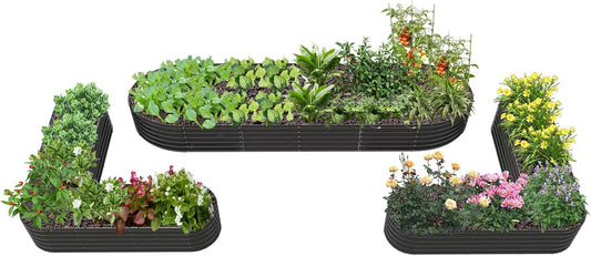 A ANLEOLIFE 3-Pack 12X3X1.5ft & 81x81x18 in Deep Root Galvanized Raised Garden Beds Outdoor for