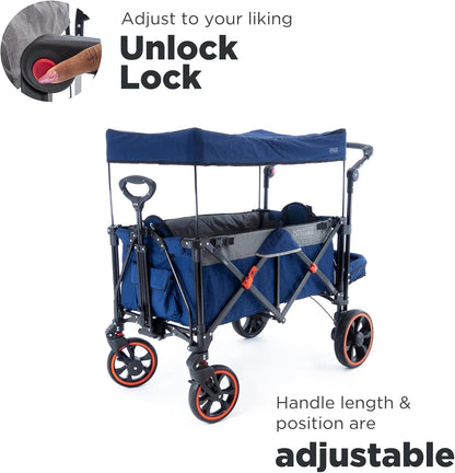 Creative Outdoor Push Pull All-Terrain Collapsible Folding Stroller Wagon for Kids, 150lbs Weight