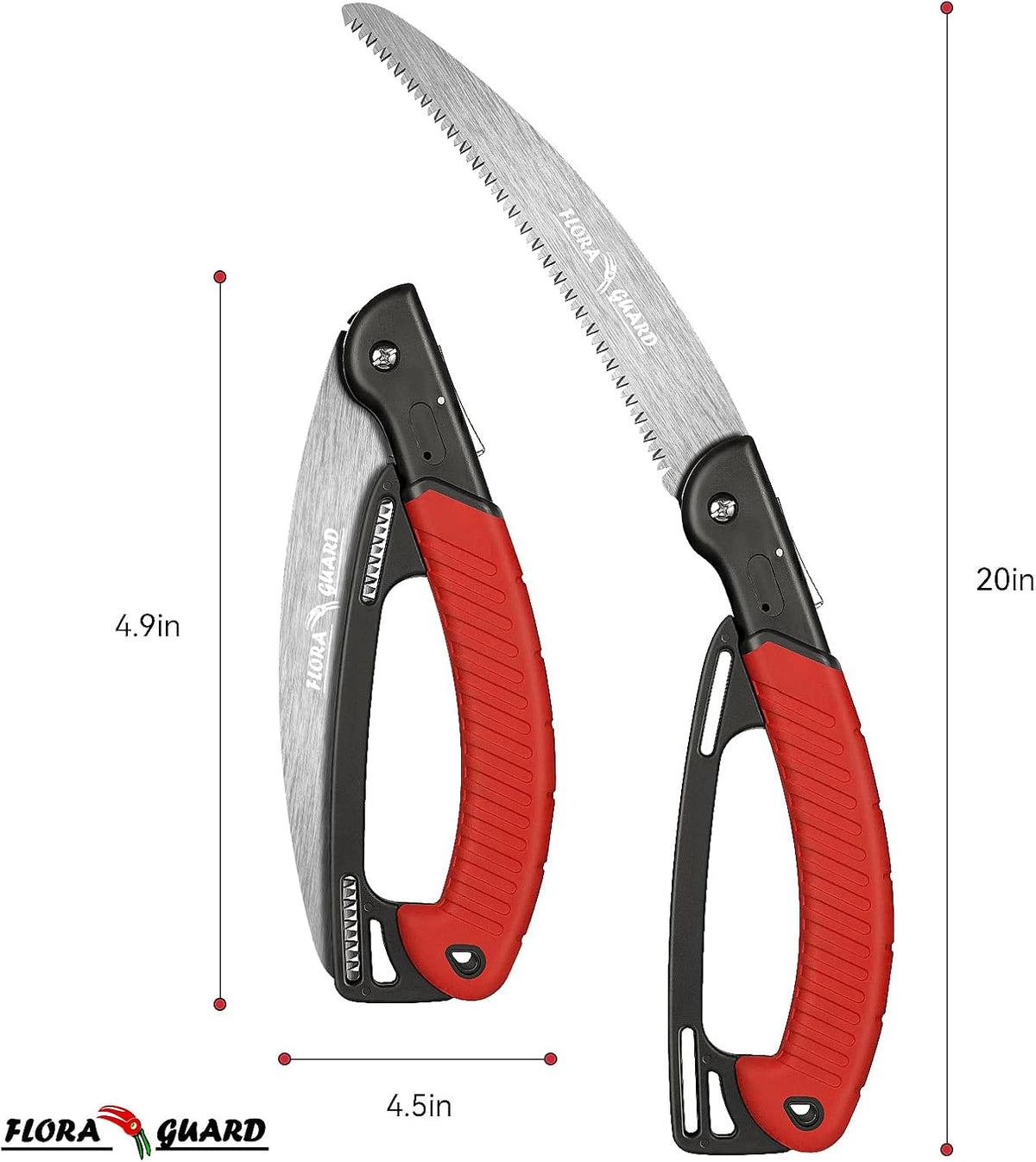 FLORA GUARD 10-Inch Folding Hand Saw, Heavy Duty Pruning Saw with Multi-Level Razer Teeth for Wood