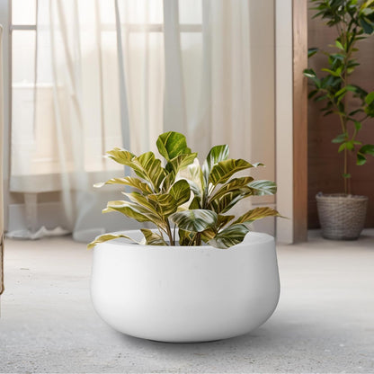 Kante 11.8" Dia Round Concrete Planter, Cement Plant Pots with Drainage Hole and Rubber Plug for