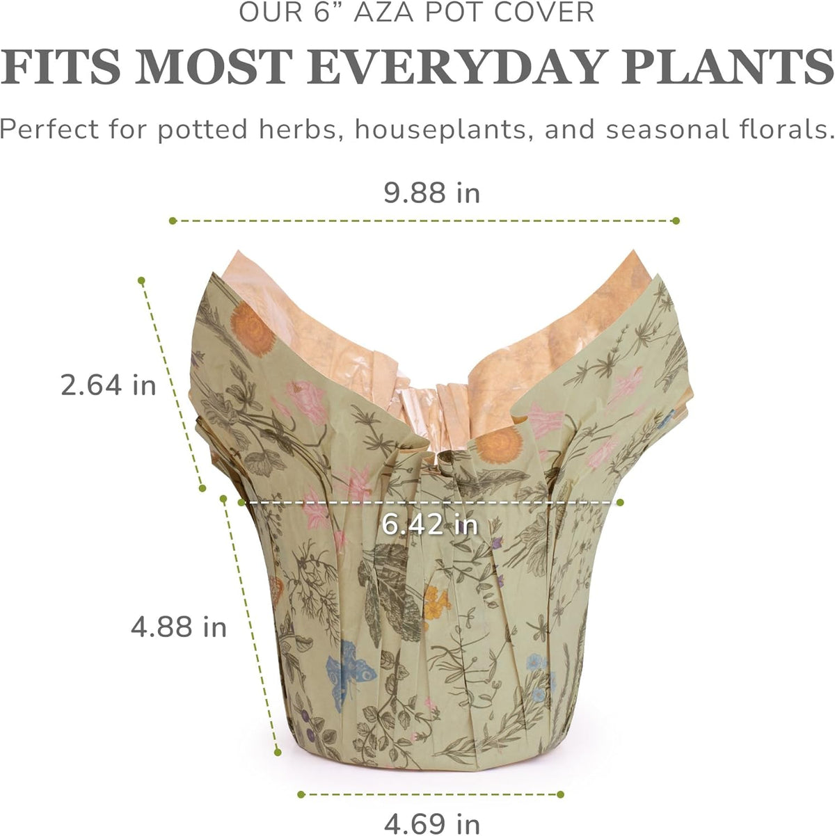 Premium 6” AZA Plant Pot Covers, Decorative Plant Sleeve for Indoor & Outdoor House Plants