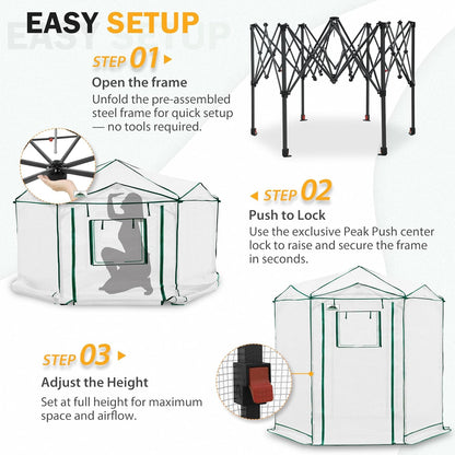 EAGLE PEAK 6.6x6.6 ft Hexagon Pop up Greenhouse, Portable Walk-in Grow Tent for Seed Starting