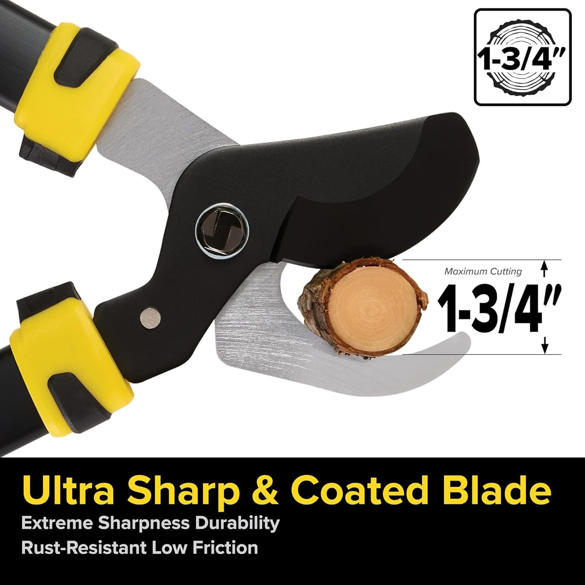 Jameson Heavy-Duty 29″ Bypass Lopper | 1-3/4″ Cutting Capacity | Non-Stick Blade | Aluminum Frame |