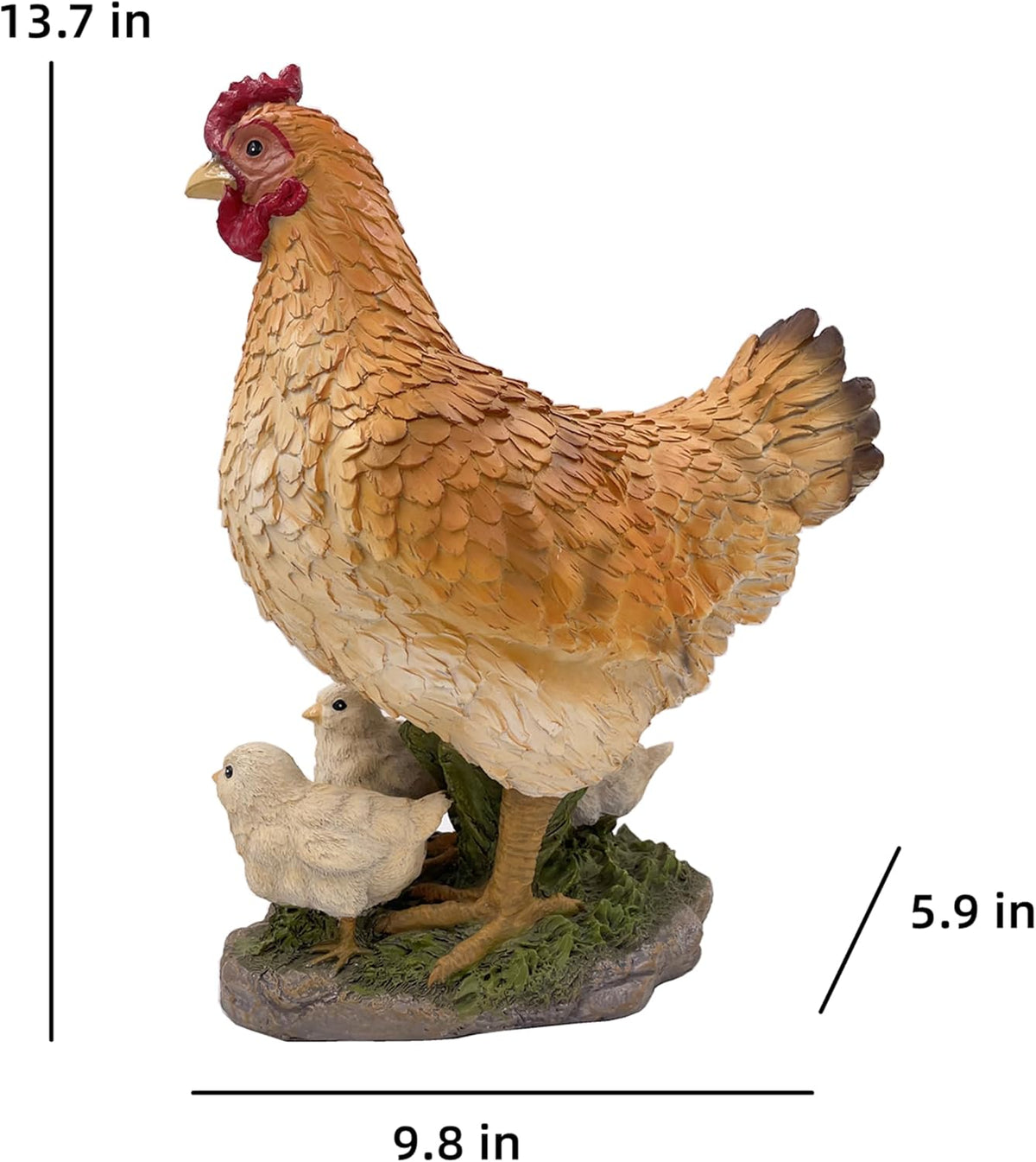 Garden Mother Hen and Baby Chick Statue Sculpture Standing Resin Farm Animal Decoration Chicken