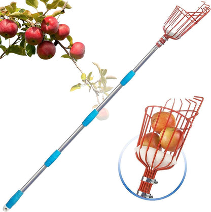Adjustable Fruit Picker with Telescoping Handle and Basket, 5.5ft - Ideal for Apple, Orange