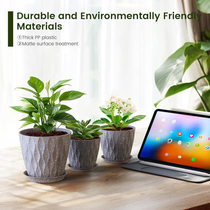 7/6.5/6/5.5/5/4.5/4 inch Plant Pots for Indoor Outdoor Plants, 7 Pack Thick Flower Pots with