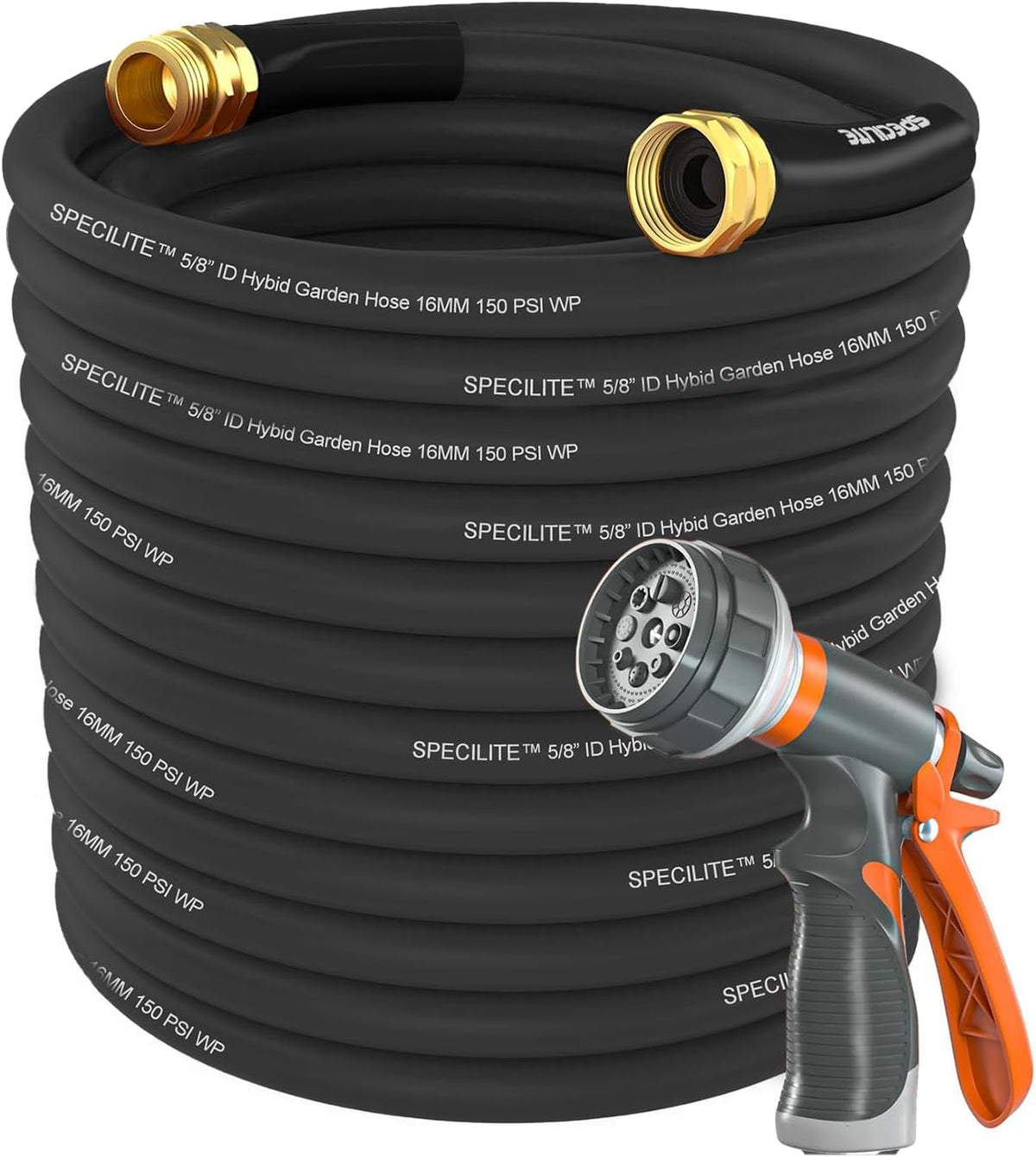 SPECILITE Garden Water Hose 150 ft x 5/8 in Heavy Duty, Flexible and Lightweight, Burst 600 psi