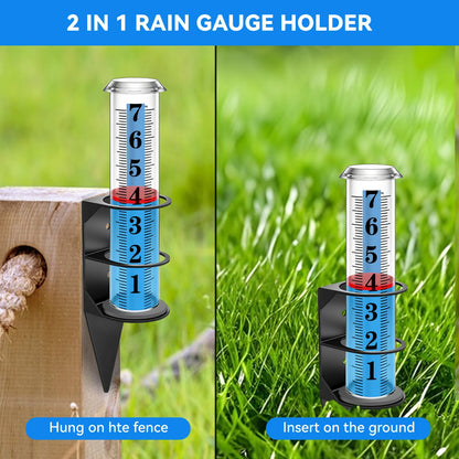 WondMall Rain Gauge Outdoor,7" Rain Gauges Outdoors Best Rated with Metal Rack Holder, Rain Measure