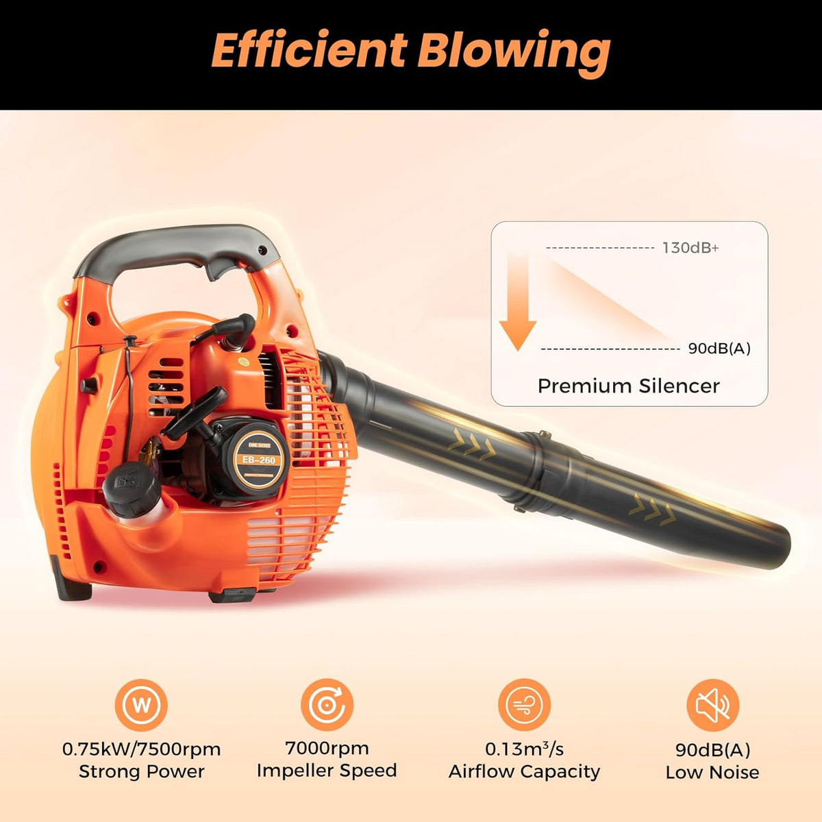 Gas Leaf Blower 25.4cc 2-Cycle Handheld Leaf Blower Gas Powered, Gasoline Blower for Lawn Care