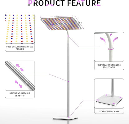 BESTVA 36W Grow Lights with Stand, Full Spectrum LED Plant Light, 12-59 Inch Height Adjustable