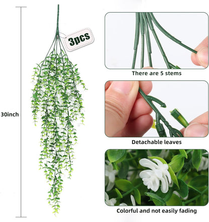RECUTMS Artificial Hanging Plants Fake Hanging Plant Faux Eucalyptus Leaf Greenery Vine Outdoor UV