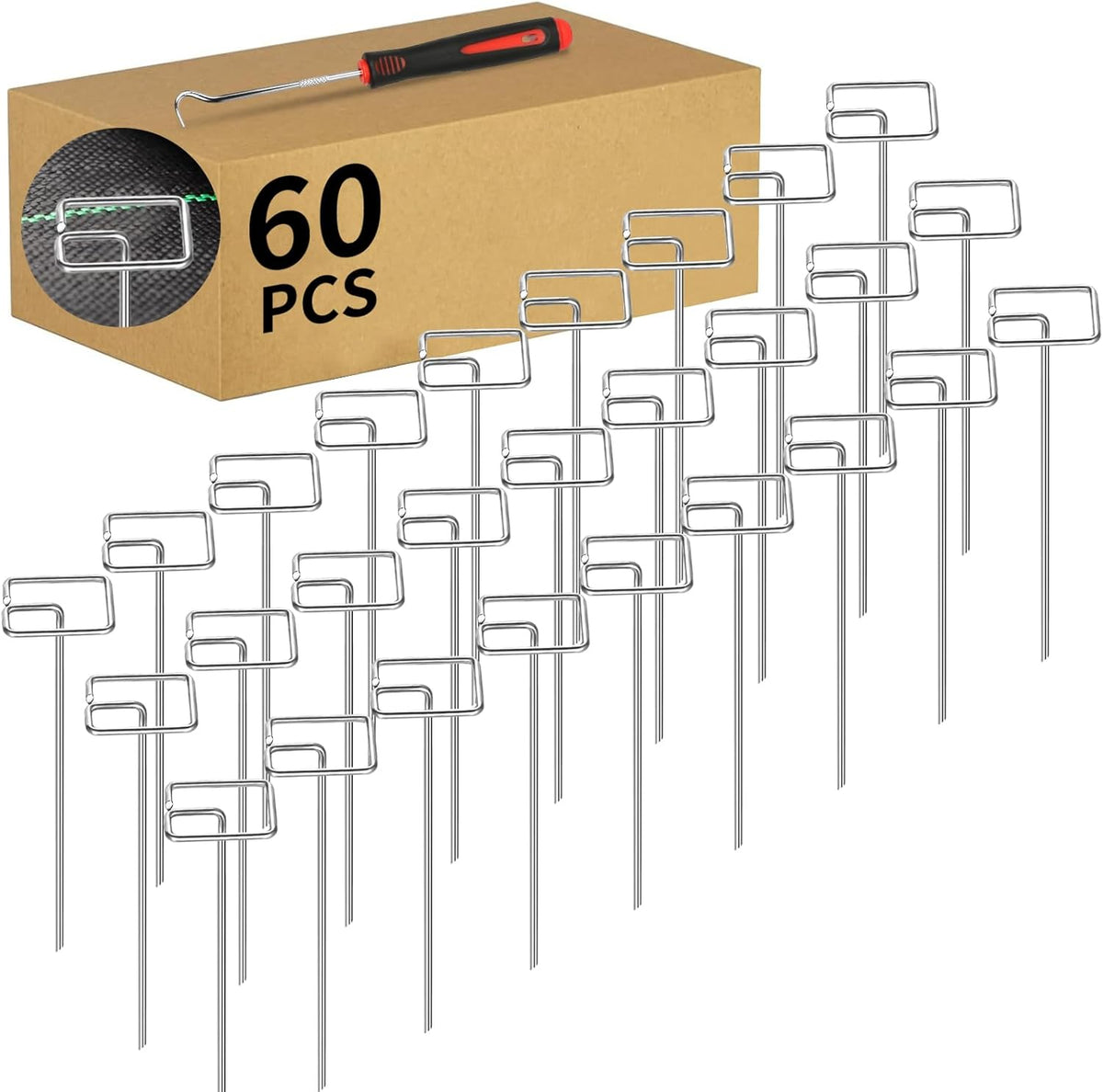 60 Pcs 6 Inch Landscape Fabric Staples, Tensile Strength 450-500Mpa -Non-Bending Garden Stakes
