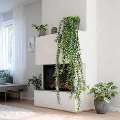 Artificial Hanging Plant 2 Pcs Faux Plant Ivy Vine Faux Eucalyptus Vines Fake Potted Greenery for