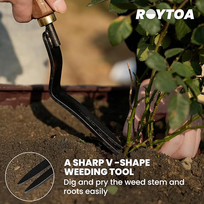 Garden Tool Set, 5PCS Gardening Tools, Stainless Steel Heavy Duty Hand Cultivator, Hoes, Shovel
