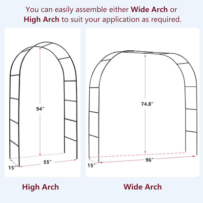Garden Arch, Outdoor Flower Garden Arch Trellis, Sturdy Steel Arbor for Climbing Plants, Wedding