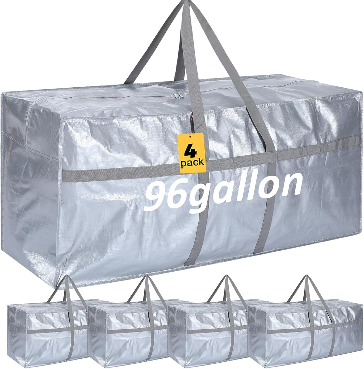 4 Pcs 96 Gallon Large Moving Bags with Zipper and Handles Foldable Storage Duffle Bags Heavy Duty