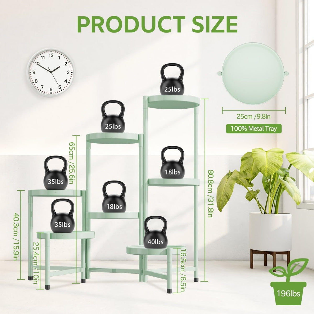 iDavosic.ly 7 Tier Large Plant Stand Indoor, 10 Inch Wide Tall Corner Metal Plant Stands Outdoor