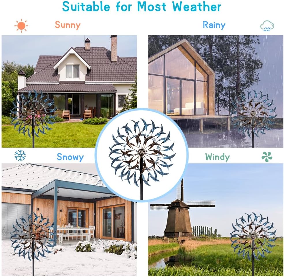 VEWOGARDEN Large Wind Spinners Outdoor, Metal Wind Sculptures & Spinners 360 Degrees Kinetic Wind