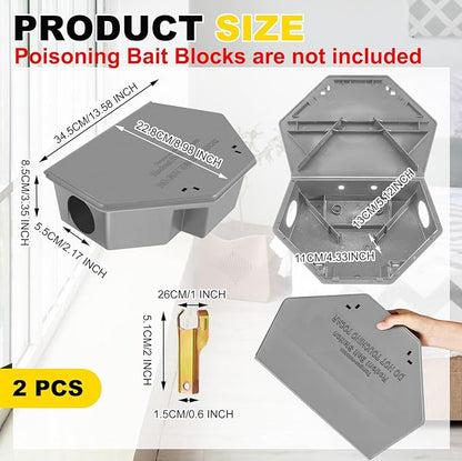 Qualirey 2 Pcs Rat Bait Station with Keys 13.58 x 8.98 x 3.35 Inch Rodent Station Rat Traps, Keeps