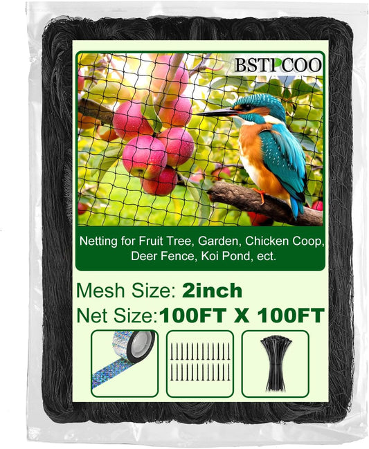 Chicken Netting Roof Hawk 100'x100' with 2" Mesh, Heavy Duty Bird Nettings for Garden with Birds
