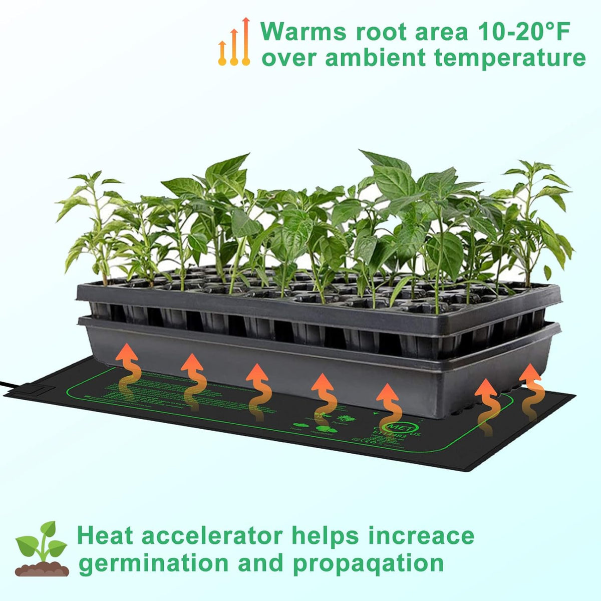 GYTF 21W Seedling Heat Mat for Seed Starting, 10" x 20.75" Waterproof Heating Pad for Indoor Plants