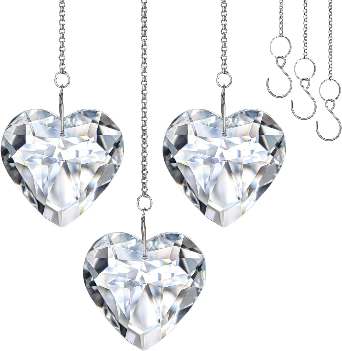 H&D HYALINE & DORA 50mm Clear Crystal Heart Suncatcher Set of 3 Suncatcher for Window Crystal Heart