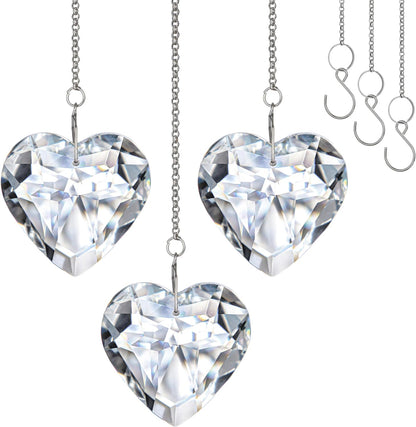 H&D HYALINE & DORA 50mm Clear Crystal Heart Suncatcher Set of 3 Suncatcher for Window Crystal Heart
